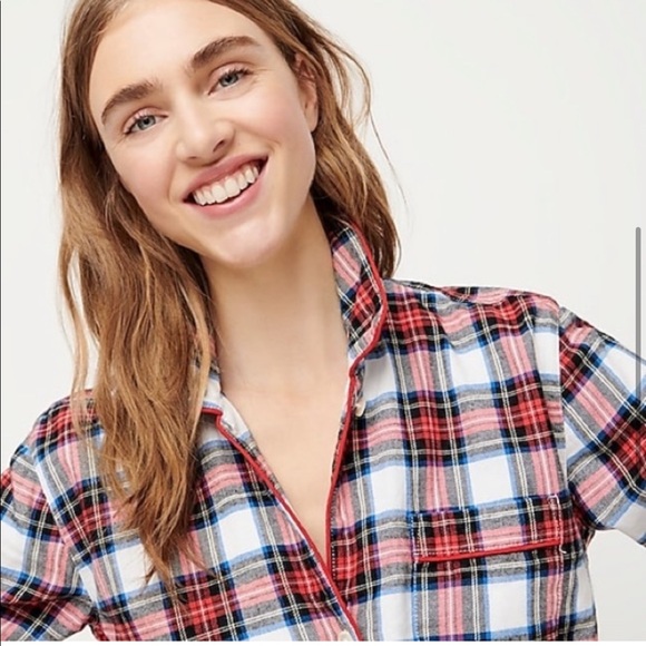 🌸 J. Crew flannel pajama set in white-out plaid - Picture 5 of 5
